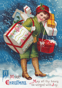Petite fille joyeuse avec des cadeaux